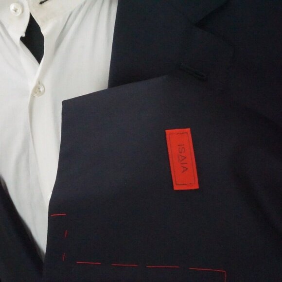 Isaia Napoli Base E Navy Blue Aquaspider Wool Sport Coat Blazer Sz 48R BRAND NEW - Picture 4 of 10